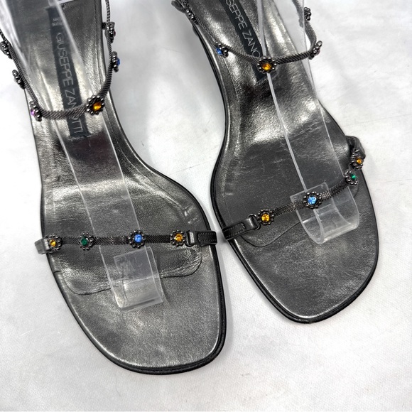 Giuseppe Zanotti Vicini Vintage 90s Y2K Mesh Chain Minimalist Kitten Sandal Heel - Picture 3 of 15